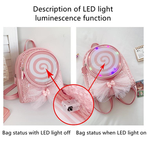 Glänzende Pailletten-Lollipop-Taschen mit LED-Lichtern, Niedliche Cartoon-Mini-Schultaschen für Mädchen - Product Image 5