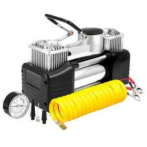 12V DC Tire Inflato Heavy Duty DC12V double cylinder car Air compressor with analog gauge air inflator