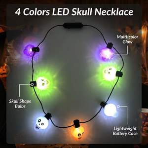 할로윈 파티를 위한 플라스틱 다채로운 해골 LED 빛나는 목걸이 장식 - Product Image 2