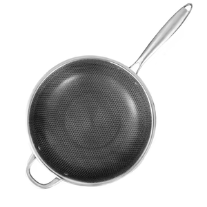 Utensilios de cocina <span class=keywords><strong>Wok</strong></span> de panal antiadherentes de acero inoxidable 410 de 32 y 34 cm para freír y cocinar para uso en la cocina - Product Image 4