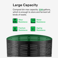 Composteur extérieur carré extensible en plastique, montage facile, grande capacité, création rapide de la terre, bac à compost de 220 gallons, utilisation pendant 1 an