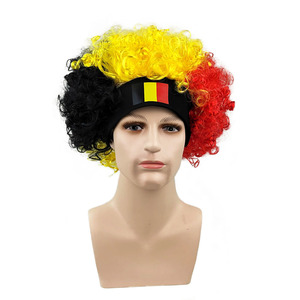 Logo personnalisé 2026 Coupe du Monde de Football Fan de Football Bandeau Perruque Afro Perruque Chapeau avec Drapeau National Imprimé Cheerleading Party Perruque - Product Image 2