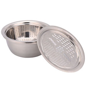 Đa chức năng 3pcs vắt đặt thép không gỉ colander trộn Bát 3pcs rửa lưu vực cho rau - Product Image 3