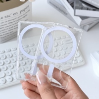 Portefeuille magnétique transparent à coins coupés pour 2 cartes, impression personnalisée, glissière, divers styles, étui arrière fin avec grip, accessoires
