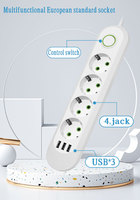 Stop Kontak Ekstensi 4 Lubang 2 USB Type-C QC3.0 Pelindung Lonjakan Arus Listrik untuk Stop Kontak Universal