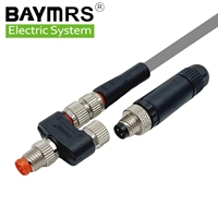 Adaptador tipo BAYMRS M8 Y 1 macho a 2 hembra Splitter Conector circular M8 de 4 vías con PIN de código