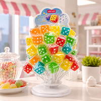 Bonbons gélifiés en forme de dés 3D personnalisés en gros, thème porte-bonheur, saveurs fruitées assorties, friandises fantaisie pour fêtes, qualité alimentaire