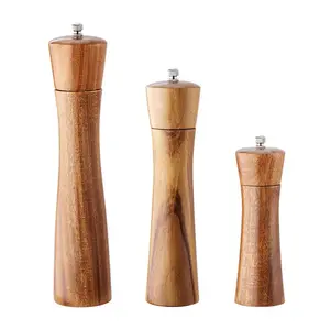 Solid wood salt grinder manual black pepper shaker kitchen gadget hand ground pepper wood mill