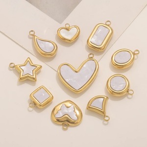 Baja nirkarat kerang mutiara persegi bulat Oval Cahrms untuk Kalung Gelang DIY liontin membuat perhiasan aksesori kerajinan - Product Image 6