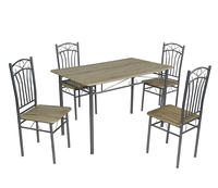 Ensemble de table à manger en bois moderne avec pieds en métal, 4 chaises, pour salle à manger ou restaurant, 1+4 DS-022