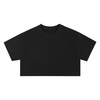 Kaos Wanita Lengan Pendek Model Crop 210GSM Musim Panas, 100% Katun, Slim Fit, Bernapas, Pinggang Tinggi, Atasan Gaya Hot Girl
