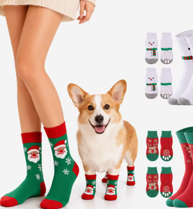 Christmas Pet Socks Non Slip Dog Shoes Breathable Polyester Puppy <b>Booties</b> Cute Holiday Puppy Socks for Dogs <b>Cats</b> - Product Image 1