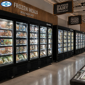 Supermarket 2/3 Triple-Pane Heated Anti-Fog Glass Door Single-Temperature Upright Commercial <b>Refrigerator</b> Plug-In LED Lighting D - Product Image 5