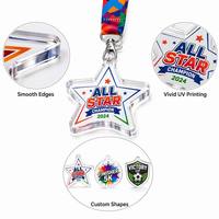 Médailles en acrylique transparentes personnalisées avec logo par sublimation UV pour gymnastique, basketball, course à pied et autres sports scolaires