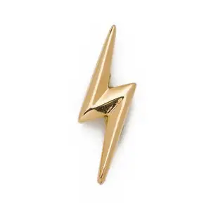 Custom High Quality Cool Enamel Pin Thunder 3D Lightning Shiny Gold Metal Lapel Pin Hat Collar Pins Badges