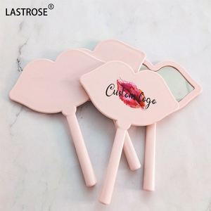 Private logo Lip Shape Handheld Makeup Mirror Private Label Single Side Hand Held Cosmetic Mirrors - Product Image 4