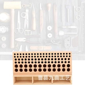 Wooden <b>Tool</b> Storage Box With Holes And Compartments Desktop Organizer For <b>Craft</b> <b>Tools</b> - Product Image 2