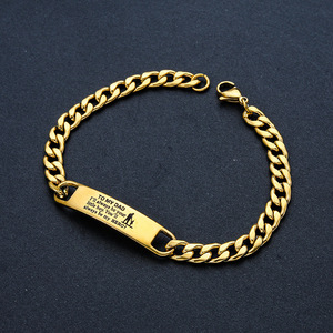 Pulsera de Barra con Eslabones Cubanos de Acero Inoxidable Personalizada |   Mensaje grabado para mi hijo y para mi padre |   Regalo de Cumpleaños y Día del Padre - Product Image 4