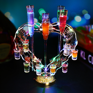 Led sắt khay thủy tinh mát mẻ và tỏa sáng xoay kính hiển thị đứng LED thắp sáng trái tim Shape Wine Glass chủ - Product Image 5