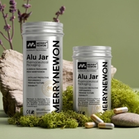 Flacon en aluminium personnalisable pour poudre probiotique avec bouchon métallique pour l'emballage de compléments alimentaires pour la santé digestive
