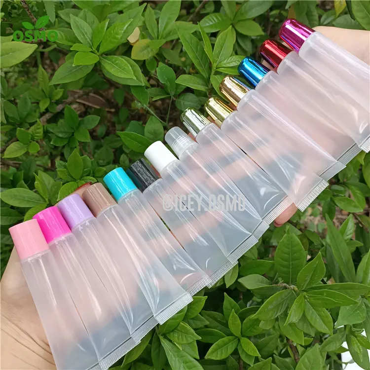 Osmo factory wholesale 8ml 10ml 15ml 20ml lip gloss squeeze tubes custom priviate label lipgloss long skinny slim squeeze tubes