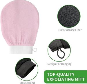 Viscose <b>Korean</b> <b>Exfoliating</b> <b>Mitt</b> Deep Body Scrub <b>Exfoliating</b> Glove <b>Exfoliating</b> Surface Skin Cells Care Shower Gloves Natural 2pcs - Product Image 4