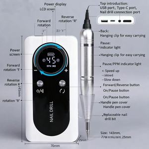 Perceuse à ongles électrique portable rechargeable 45000 tr/min - Product Image 2