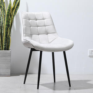 Sillas de Comedor de Diseño <span class=keywords><strong>Italiano</strong></span> Moderno y Minimalista de Lujo, Tapizadas, con Marco de Metal Negro, Acolchadas, Pequeñas, Cómodas, de Acero Inoxidable - Product Image 4