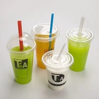 Couvercle plat en PLA transparent à usage unique personnalisé, 90mm, gobelet en plastique biodégradable écologique pour boisson froide, thé au lait et café