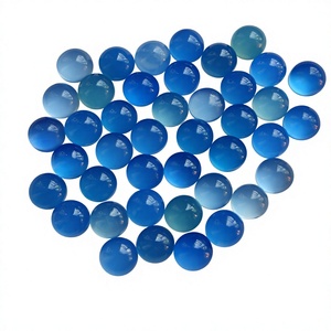 พลอยแคลเซโดนีสีน้ำเงินธรรมชาติเกรดพรีเมียม ทรงกลม 12 มม. แบบคาโบชอง หลังแบน เรียบเนียน พลอยอาเกตสีน้ำเงินแบบหลวม ขายส่งจำนวนมากสำหรับทำเครื่องประดับ - Product Image 1