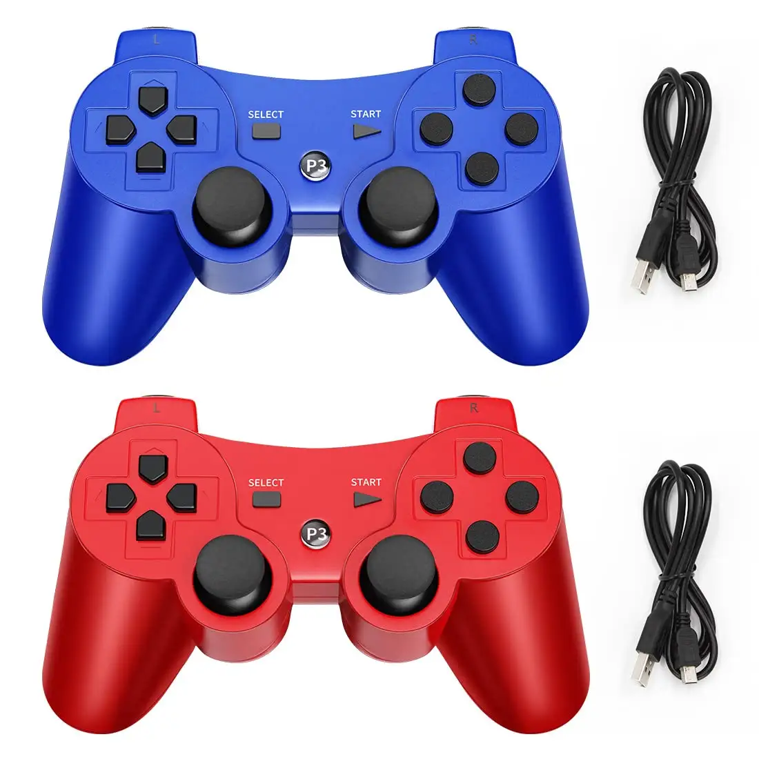 PS3 Wireless Controller PS3 Gamepad for Playstation 3, Double Shock and 6-Axis for PS3 Controller 2 Pack