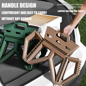 Gray Lightweight Plastic Folding Stool with <strong>Casters</strong> Height Adjustable Travel Camping Seat Portable <strong>Ottoman</strong> - Product Image 6