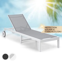 Chaise longue d'extérieur en aluminium avec roulettes pour la plage, la cour ou la terrasse