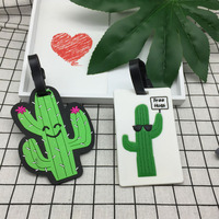 Étiquettes de bagages en PVC souple fabriquées par le fabricant, style cactus, personnalisables