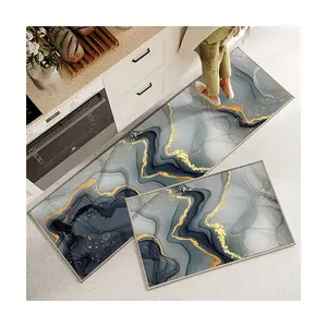 Modern Custom Kitchen Floor Mat With Anti Slip Oil Resistant Dirt Resistant And Water Absorbing Marble Pattern Foot Mat