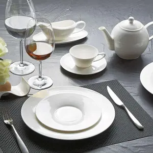 hotel plates bowl coffee and tea pot party china porcelain luxury commercial ceramic tableware