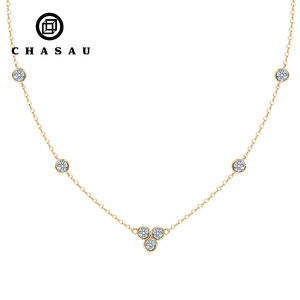 תכשיטי זהב 925 מצופה כסף סטרלינג עטוף זהב 3 מ "מ עגול vvvvv1 שרשרת אופנה moissanite לנשים עם גרא - Product Image 1