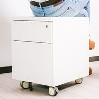Petit meuble de classement mobile à 2 tiroirs avec serrure, mobilier de bureau