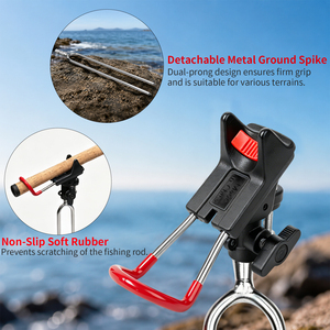 <span class=keywords><strong>Support</strong></span> de canne à pêche à insérer dans le sol, réglable à 360 degrés, accessoires détachables pour la pêche en mer, en lac et en rivière - Product Image 4