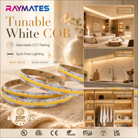 Lampu Strip LED COB CCT Putih yang Dapat Disesuaikan 640LED/m 24V Dua Warna 1800K-6500K Fleksibel Tanpa Titik Dapat Diredupkan hingga Hangat untuk Penerangan Rumah