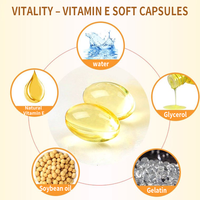 Capsules de Vitamine E de qualité cosmétique OEM, soutien immunitaire, soin des cheveux et de la peau, complément alimentaire pour adultes, 100 capsules certifiées HALAL