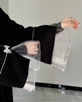 Mexizo Nouvelle Arrivée Vêtement Islamique Ramadan Femme Élégante Abaya Noire Fermée Nida Dentelle, Robe Musulmane Abaya de Dubaï pour Femme