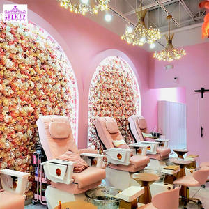 Sillas de pedicura de masaje eléctricas de manicura Jet Pipless de estilo europeo con taburete de trabajo - Product Image 5