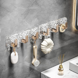 ตะขอแขวนติดผนังลายธารน้ำแข็งสุดหรู 6 ชิ้น แบบไม่ต้องเจาะผนัง ผิวขัดเงา สำหรับห้องน้ำ - Product Image 2