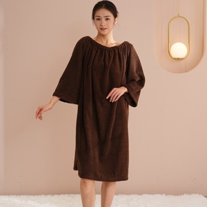 Bata de Baño Tipo Kimono para <span class=keywords><strong>Mujer</strong></span>, Color Marrón Oscuro, Suave y Absorbente, de Secado Rápido, para Spa, <span class=keywords><strong>Ducha</strong></span> y Uso en Hoteles - Product Image 3