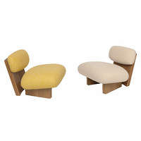 Fauteuil d'appoint moderne de style design avec cadre en bois massif et revêtement en tissu Teddy pour salons, chambres et balcons