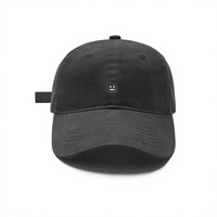 Casquette de baseball en coton à 6 panneaux avec visière Smile-Face, broderie machine, tendance, extra-large, quatre saisons, polyvalente pour homme adulte