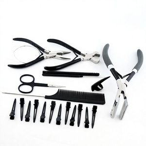 Kit d'outils pour extensions de cheveux styliste avec logo personnalisé perles vagues de plage avec sertisseur, coupe-Bond, pince à tapein, peigne, crochet et boucle pour cheveux - Product Image 1