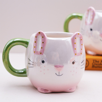 Tasse à café Halloween en céramique personnalisée peinte à la main, tasses créatives 3D lapin pâques