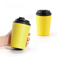 Nouveauté 2026 : Tasses à café mini réutilisables 240 ml, résistantes à l'usure, avec revêtement poudré, gobelets de voyage avec couvercle à pression en PP écologique